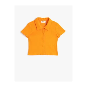 Koton Polo T-Shirt With Short Sleeves, Snap Buttons, Cotton Ribbon.