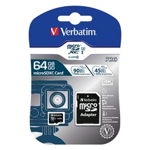 Verbatim paměťová karta Micro Secure Digital Card Pro U3, 64GB, micro SDXC, 47042, UHS-I U1 (Class 10), s adaptérem