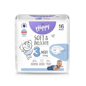 BELLA Baby Happy Soft&Delicate Size 3 MIdi jednorázové pleny 5-9 kg 16 ks