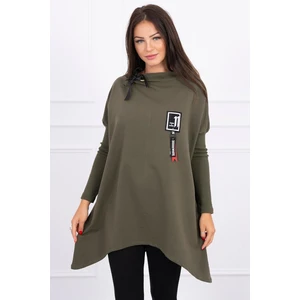 Oversize sweatshirt with asymmetrical khaki sides