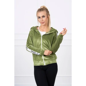 Velor sweatshirt with a hood green