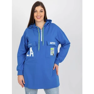 Dark blue sweatshirt plus size longline with slogans