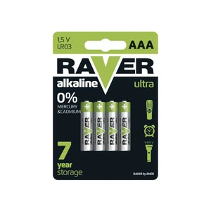 Alkalická baterie raver lr03 (aaa), 4 ks v blistru
