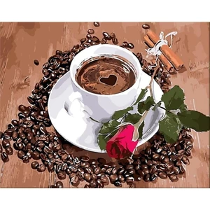 Zuty Peinture par numéros Tasse de café et roses