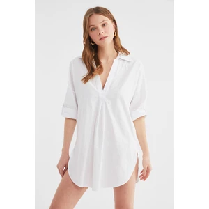 Trendyol White Linen Look Beach Dress