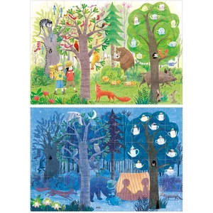 Londji Oboustranné puzzle Den a noc v lese 2 x 54 dílků