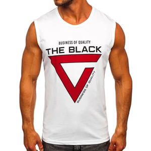 Biele pánske tričko/tielko Tank Top s potlačou Bolf 14816