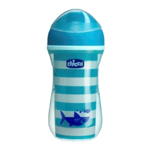 CHICCO Hrnček Shiny termo floureskujúci s tvrdým náustkom 266 ml modrý 14m+