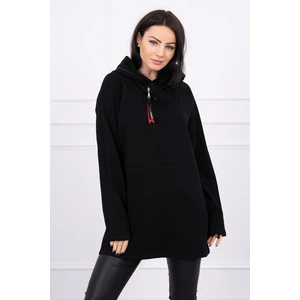 Tunic with a zipper on the hood Oversize black