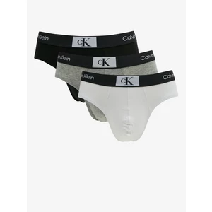 Slipy Calvin Klein Underwear 3-pak pánske, šedá farba