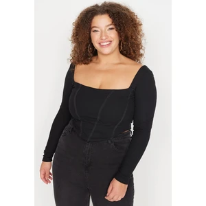 Trendyol Curve Plus Size Blouse - Black - Fitted