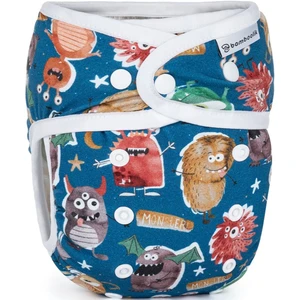 Bamboolik Night Fitted Diaper with Absorbing Insert prateľná nohavičková plienka s vkladacou plienkou na patentky Monsters