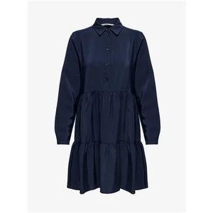 Dark blue ladies shirt dress ONLY Sandy - Women