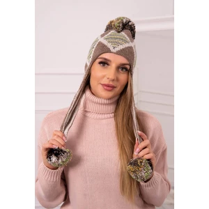 Women's Long Ear Cap Eunika K322 cappuccino+beige