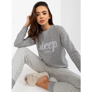Grey two-piece pajamas with patches