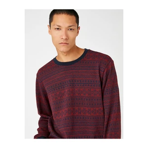 Koton Basic Jacquard Sweater Crew Neck Long Sleeved