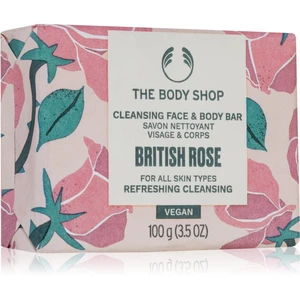 The Body Shop British Rose tuhé mýdlo na tělo a obličej 100 g