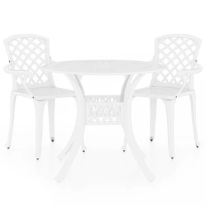 Zahradní bistro set 3 ks litý hliník Dekorhome Bílá,Zahradní bistro set 3 ks litý hliník Dekorhome Bílá