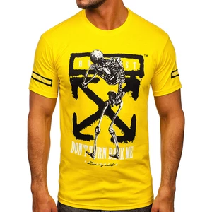Žlté pánske tričko s potlačou Bolf 14485