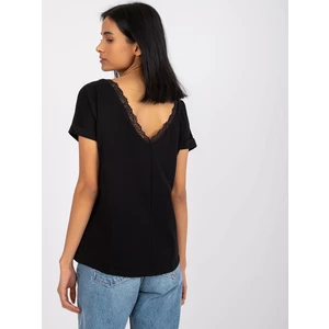Black blouse with a V-neck on the back of Salma RUE PARIS