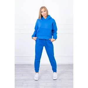 Insulated set with a sweatshirt tied at the bottom mauve blue