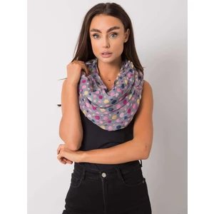 Gray scarf with colored polka dots