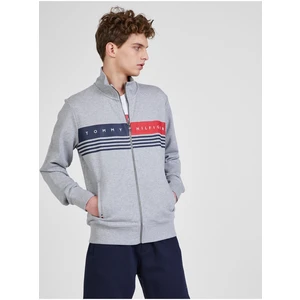 Light Grey Men's Sweatshirt with Tommy Hilfiger Print - Men's