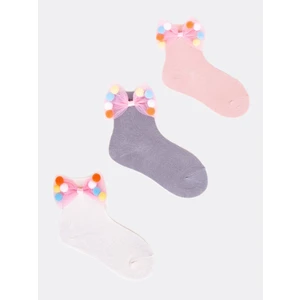 Yoclub Kids's Girls' Cotton Socks With A Bow 3-Pack SKA-0092G-000B