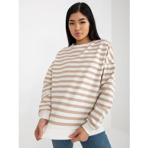 Ecru-beige women's basic sweatshirt RUE PARIS without hood