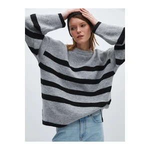 LC Waikiki Crew Neck Striped Long Sleeve Oversize Women's Knitwear Sweater