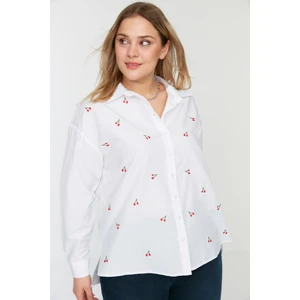 Trendyol Curve Plus Size Shirt - White - Oversize