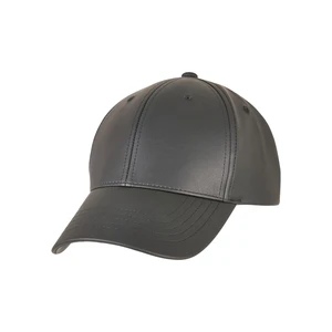 Black Alpha Shape Dad Synthetic Leather Cap