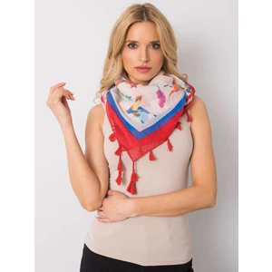 Beige scarf with a colorful print