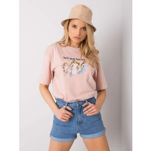 Dusty pink t-shirt with Jasmine RUE PARIS print