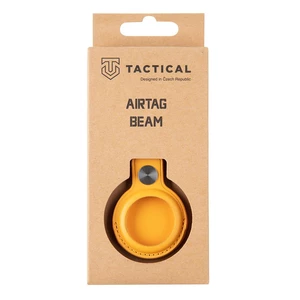 Puzdro Tactical Beam Leather pro Airtag žlté puzdro pre AirTag • PU koža • krúžok z nehrdzavejúcej ocele • patentka na uzavretie