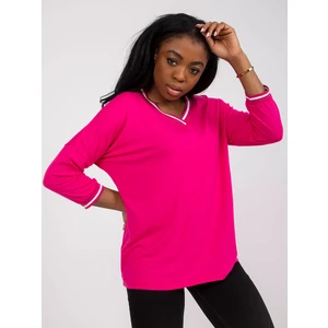 Basic fuchsia blouse with a V-neck