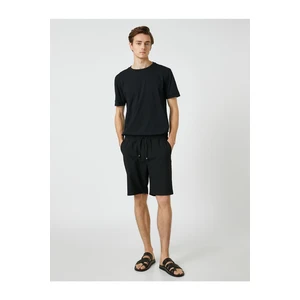 Koton Basic Woven Shorts with Lace-Up Waist with Pocket Detail.