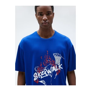 Koton Sportswear Oversize T-Shirt with Basketball Print Short Sleeves