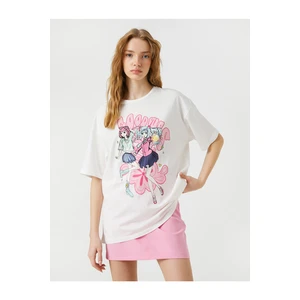 Koton Oversize Anime Printed T-Shirt Short Sleeved Crew Neck Cotton