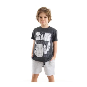 Mushi Ready Boys' Dark Gray T-shirt with Gray Shorts Set