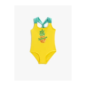 Koton Pineapple Printed Swimsuit with Sequin Detail