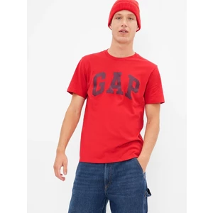 Bavlnené tričko GAP červená farba, s potlačou