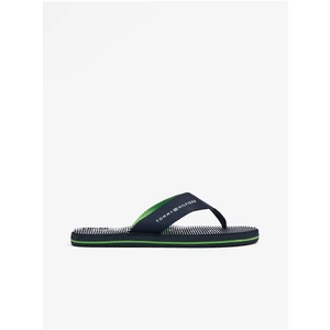 Žabky Tommy Hilfiger MASSAGE FOOTBED BEACH SANDAL pánske, tmavomodrá farba, FM0FM04474