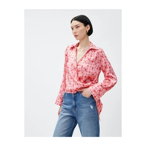 Koton Shirt Collar Blouse with Wrapover Tie