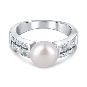 JwL Luxury Pearls Elegantní prsten s pravou perlou a zirkony JL0646 55 mm