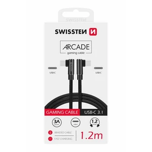 Textilní datový kabel Swissten Arcade USB-C/USB-C, 1,2m, černá