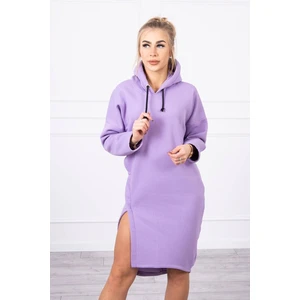 Dress with a hood and a slit on the side purple