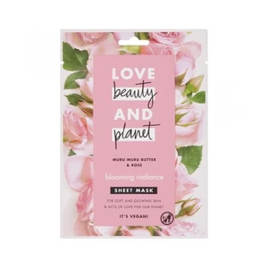 Love Beauty and Planet Textilní pleťová maska s růžovým olejem a máslem muru muru (Blooming Radiance Sheet Mask)  1 ks
