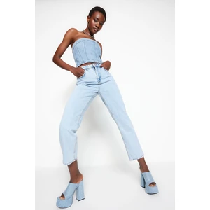 Trendyol Light Blue High Waist Straight Jeans