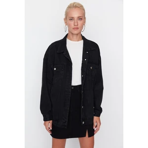 Trendyol Black Oversize Trucker Denim Jacket